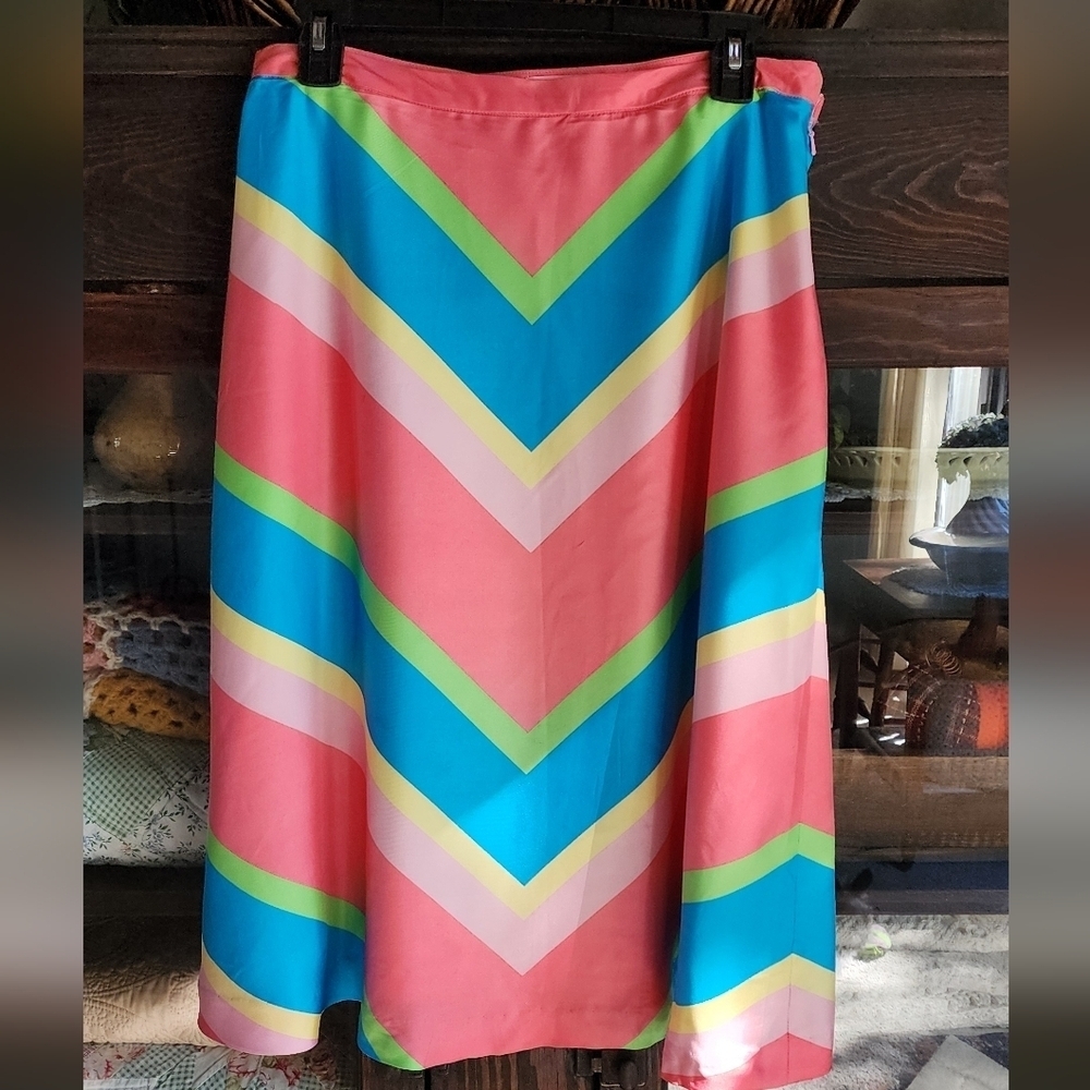Lilly Pulitzer Pink and Blue Chevron A-Line Skirt